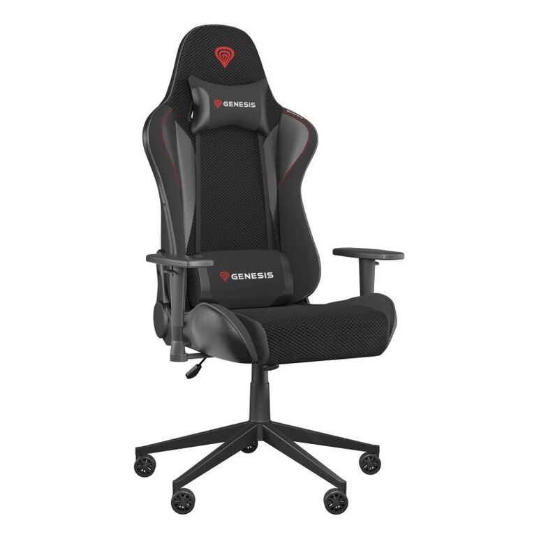 Scaun gaming genesis nitro 440 g2, material synthetic pu + textil, reglabil pe inaltime, greutate maxima suportata 120 kg, inaltime scaun reglabil 45- 52 cm, sezut si spatar textil ajustabil 150°, dimensiuni roti 60mm,  negru,  Scaune gaming | electropc.ro