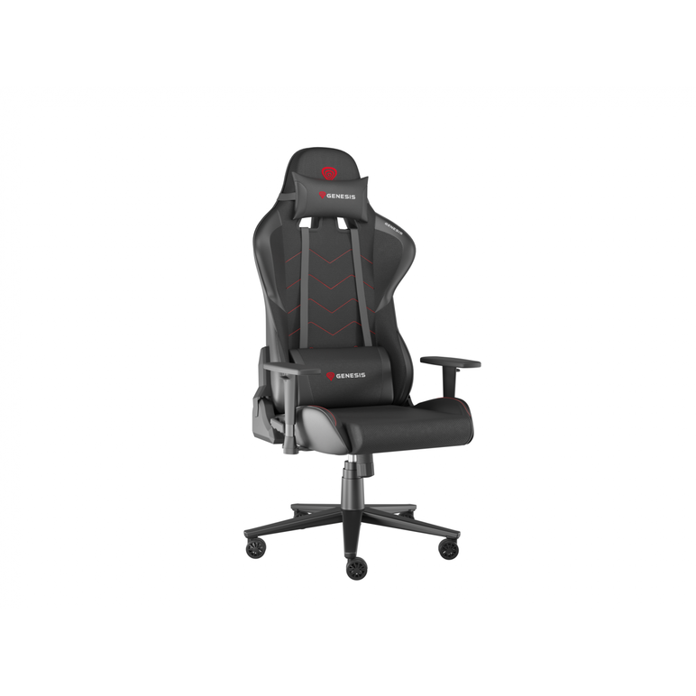 Scaun gaming genesis nitro 550 g2, material synthetic pu + textil, reglabil pe inaltime, greutate maxima suportata 150 kg, inaltime scaun reglabil 46.5 - 53.5 cm, spatar ajustabil 150°, dimensiuni roti 60mm, negru,  Scaune gaming | electropc.ro