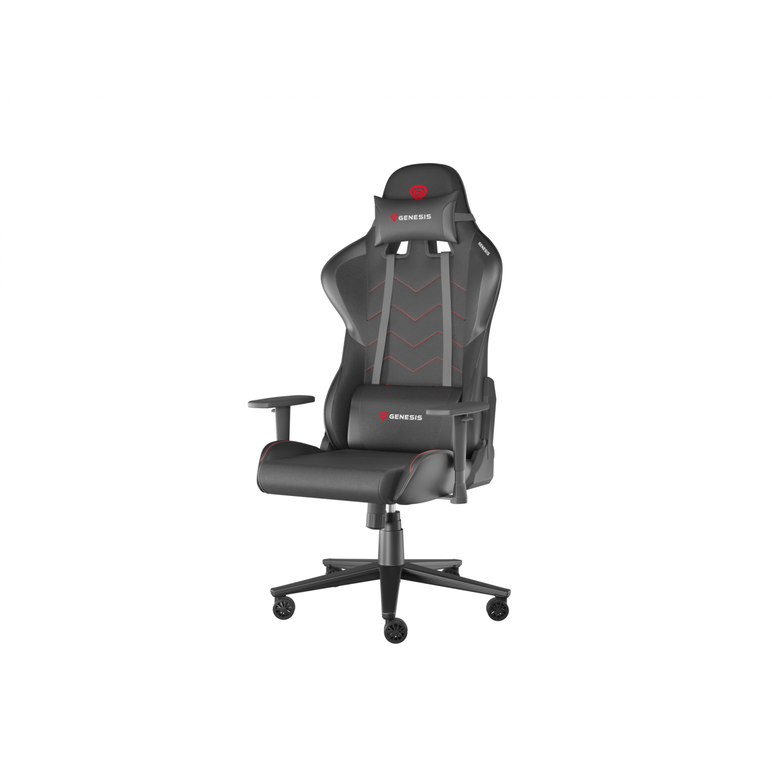 Scaun gaming genesis nitro 550 g2, material synthetic pu + textil, reglabil pe inaltime, greutate maxima suportata 150 kg, inaltime scaun reglabil 46.5 - 53.5 cm, spatar ajustabil 150°, dimensiuni roti 60mm, negru,  Scaune gaming | electropc.ro