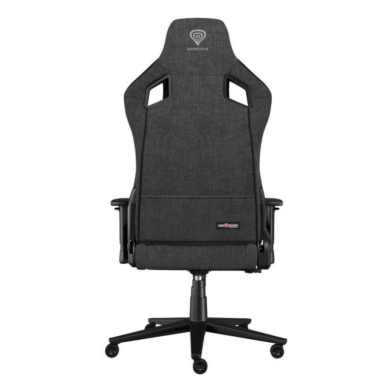 Scaun gaming genesis nitro 660, material textil, reglabil pe inaltime, greutate maxima suportata 150 kg, inaltime scaun reglabil 45 - 52 cm, spatar ajustabil 135°, dimensiuni roti 60mm,  echipat cu piston cu gaz clasa 4, manere 2d, negru/gri,  Scaune gaming | electropc.ro