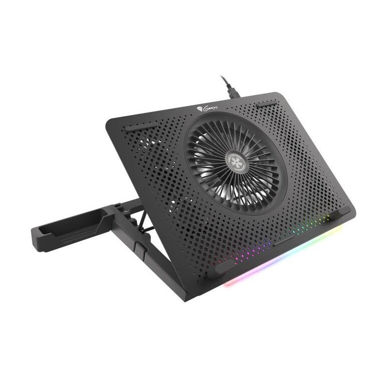 Stand/cooler laptop genesis oxid 450 rgb, 15.6", 5 ventilatoare, iluminare rgb, negru,  Stand & Cooling pad | electropc.ro