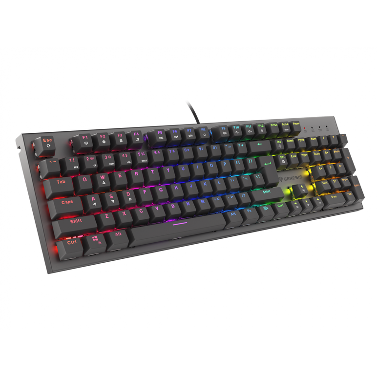Tastatura gaming mecanica cu fir genesis thor 303, iluminare rgb, switch-uri red, 104 taste, 11 butoane multimedia, negru,  Tastaturi | electropc.ro