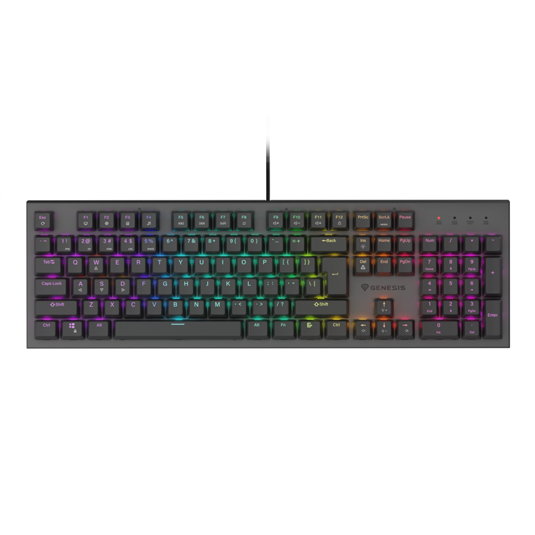 Tastatura gaming mecanica cu fir genesis thor 303, iluminare rgb, switch-uri red, 104 taste, 11 butoane multimedia, negru,  Tastaturi | electropc.ro