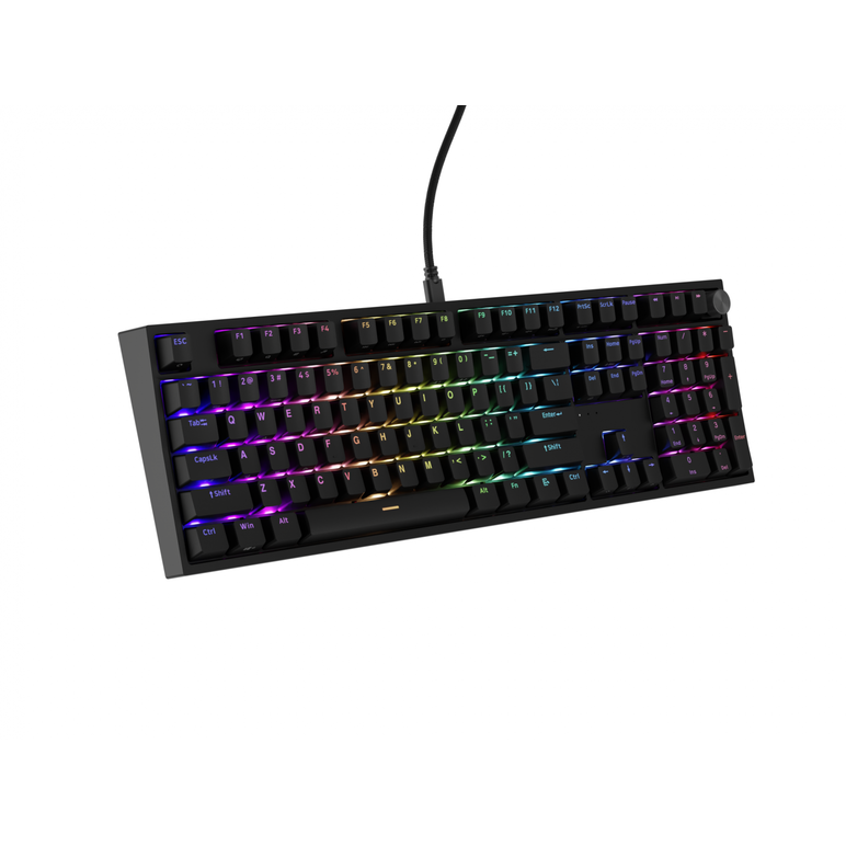 Tastatura gaming mecanica cu fir genesis thor 404 , iluminare rgb, switch-uri peach, 107 taste, 11 butoane multimedia, negru,  Tastaturi | electropc.ro