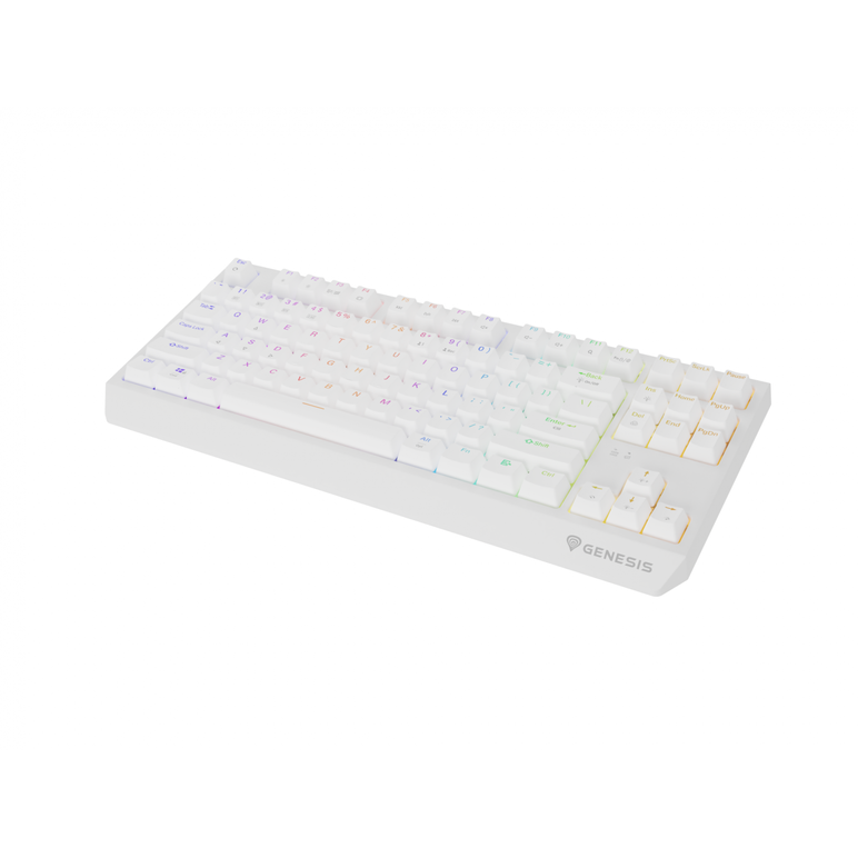 Tastatura gaming mecanica wireless genesis thor 230 tkl, iluminare rgb, 87 taste, 11 butoane multimedia, alb,  Tastaturi | electropc.ro