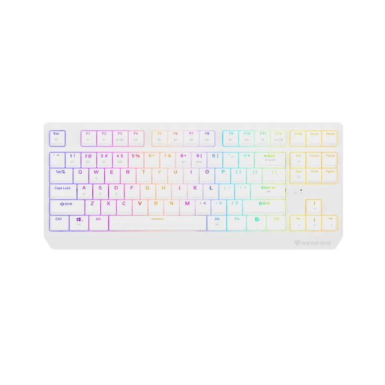 Tastatura gaming mecanica wireless genesis thor 230 tkl, iluminare rgb, 87 taste, 11 butoane multimedia, alb,  Tastaturi | electropc.ro