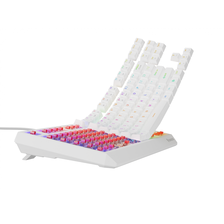 Tastatura gaming mecanica wireless genesis thor 230 tkl, iluminare rgb, 87 taste, 11 butoane multimedia, alb,  Tastaturi | electropc.ro