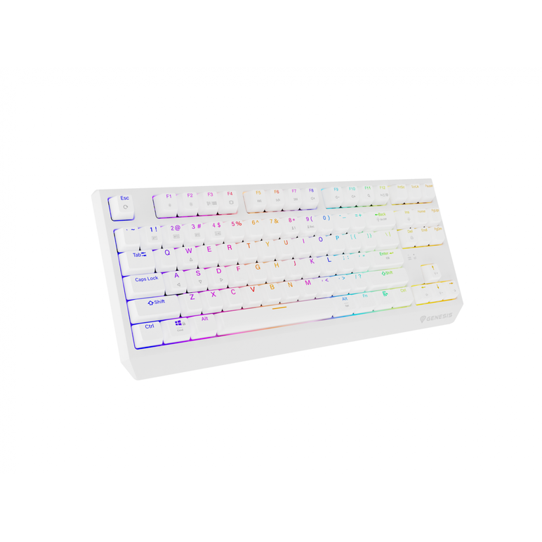 Tastatura gaming mecanica wireless genesis thor 230 tkl, iluminare rgb, 87 taste, 11 butoane multimedia, alb,  Tastaturi | electropc.ro
