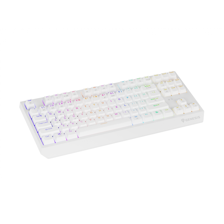 Tastatura gaming mecanica wireless genesis thor 230 tkl, iluminare rgb, 87 taste, 11 butoane multimedia, alb,  Tastaturi | electropc.ro