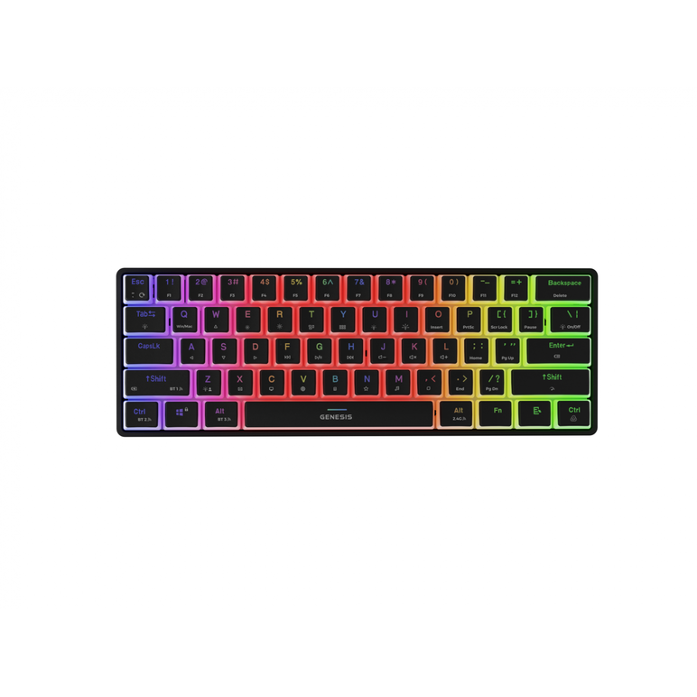 Tastatura gaming mecanica wireless genesis thor 660 g2 60% , iluminare rgb, switch-uri brown, 61 taste, 13 butoane multimedia, negru,  Tastaturi | electropc.ro