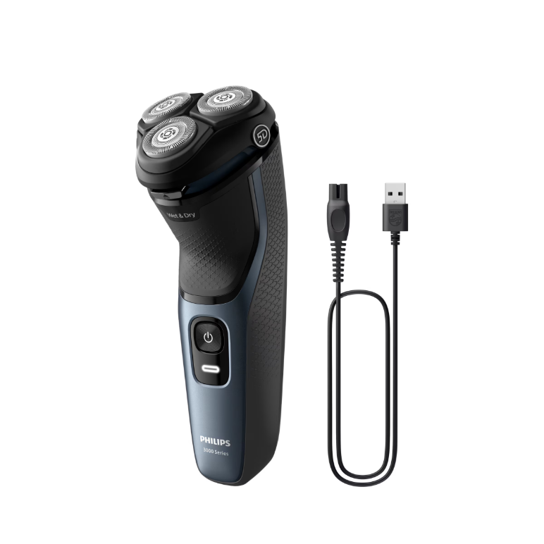 Aparat de ras philips shaver seria 3000 s3144/00, barbierit umed şi uscat, fara fir, capete 5d pivotante si flexibile, lame autoascutire, 60 min, capac de protectie, albastru intens, l x a x i (mm) 140x80x190,  Aparate de tuns | electropc.ro