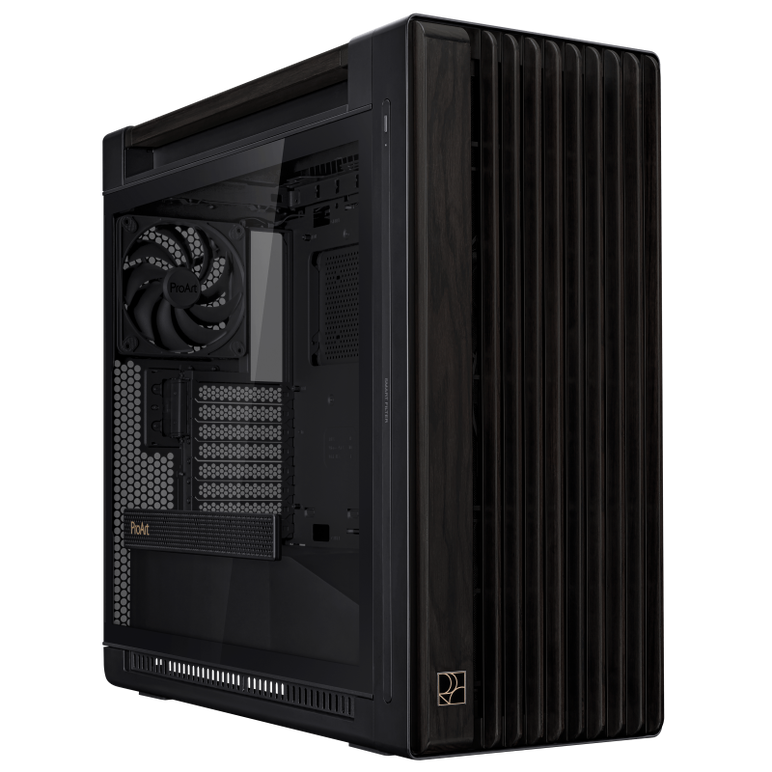 Carcasa asus proart pa602 wood edition mid tower argb negru, tempered glass, sloturi expansiune 8+2 aditional verticale, drive bays: 4x3.5"/2.5" 4x2.5", ventilatoare suportate: 6 (spate: 1x120mm sau 1x140mm, fata: 2x200mm, sus: 3x120mm sau 3x140mm), venti,  Carcase | electropc.ro