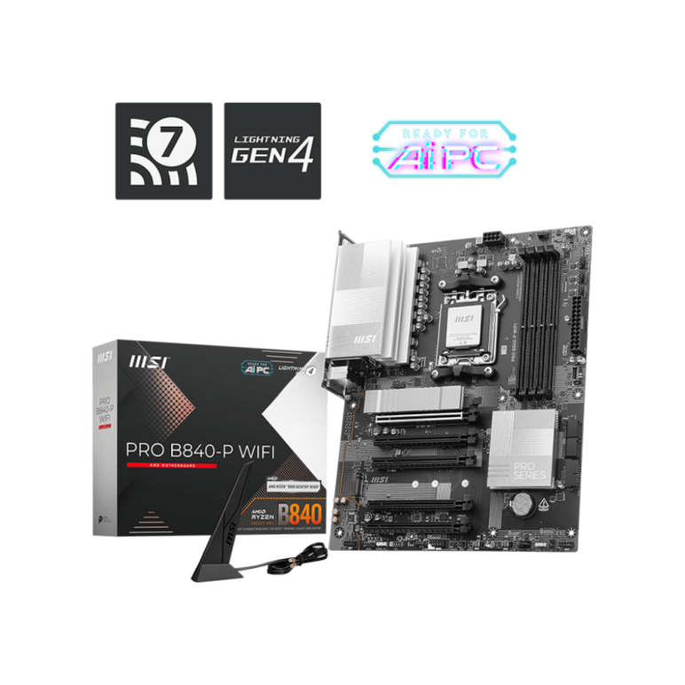 Placa de baza msi pro b840-p wifi am5, 4x ddr5, 1x hdmi, 5x pcie x16, 2x m.2, 4x sata 6gb/s, atx,  Placi de baza | electropc.ro