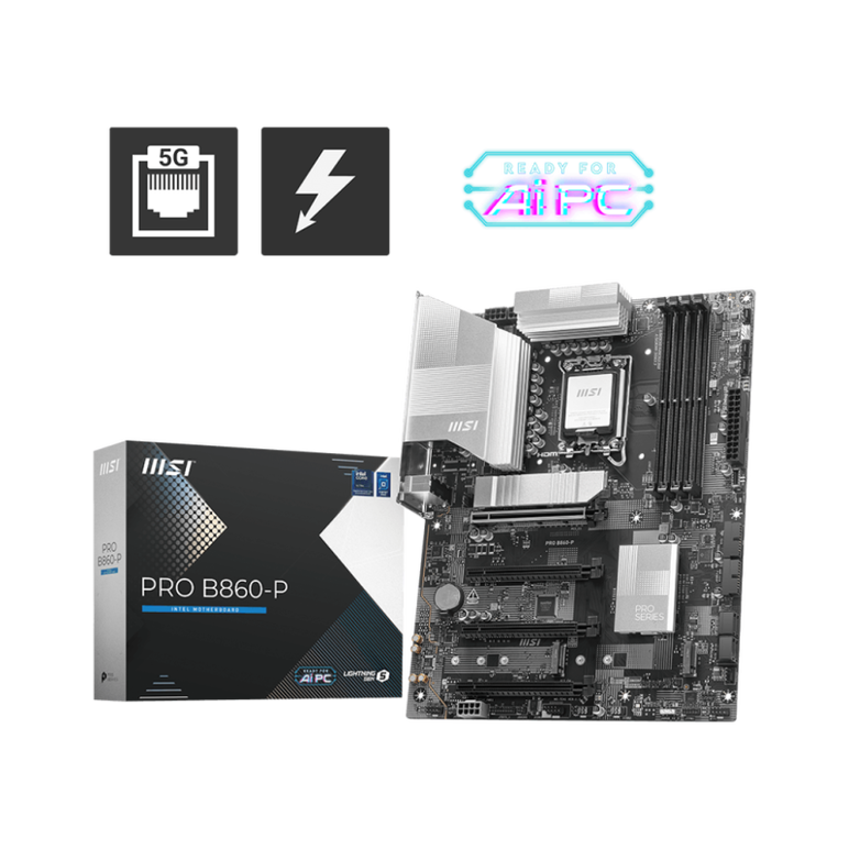Placa de baza msi pro b860-p lga1851, 4x ddr5, 1x hdmi 1x dp 1x type-c dp, 4x pcie x16, 3x m.2, 4x sata 6gb/s, atx,  Placi de baza | electropc.ro