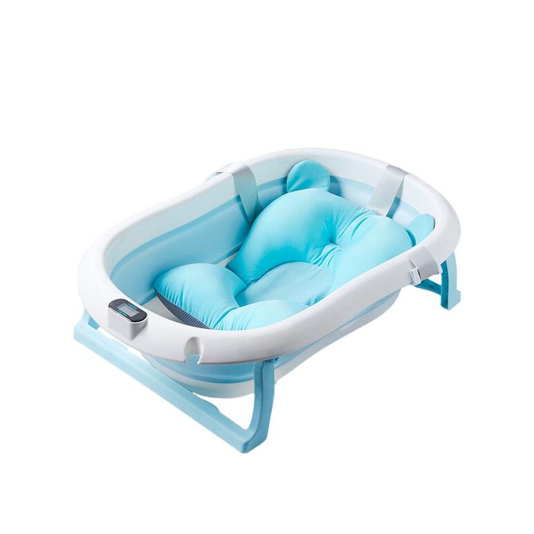Cadita cu pernuta pentru bebelusi, termometru digital incorporat, pliabila, dop se scurgere, picioare anti-alunecare , blue, u-grow,  Cadite bebe si accesorii baie | electropc.ro