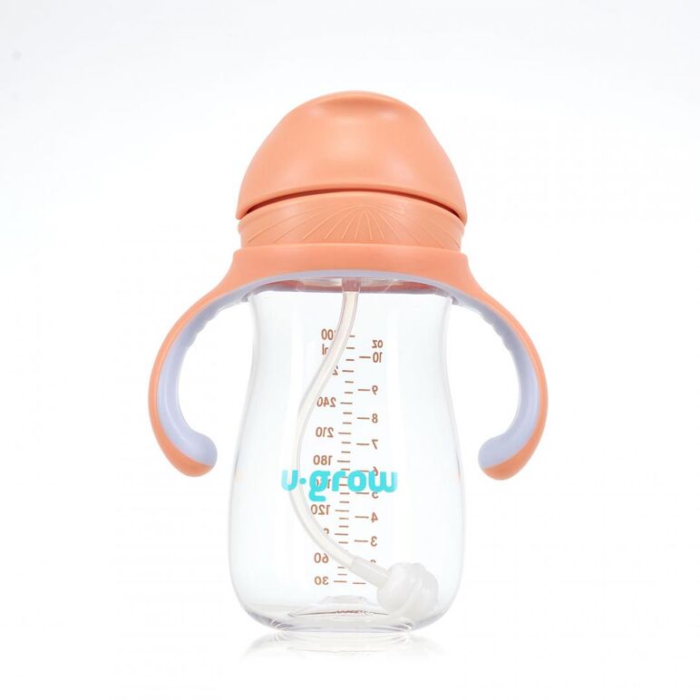 Cana cu pai tritan, orange, 300ml, u-grow,  Cani & Pahare & Accesorii Bebe | electropc.ro