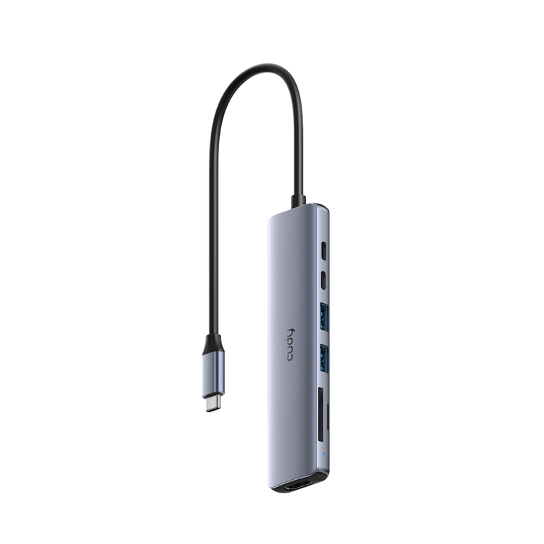 Cudy 7-in-1 usb hub, aluminium housing, 1 usb-c 3.0 5gbps male connecter with 25cm cable, 1x 4k@60hz hdmi port, 1x 100w usb-c port for pd charging, 2 usb-a 3.0 5gbps data port, 1 usb-c 3.0 5gbps data port, 1 x sd card slot,1 x tf(microsd) card slot, compa,  Hub-uri USB | electropc.ro