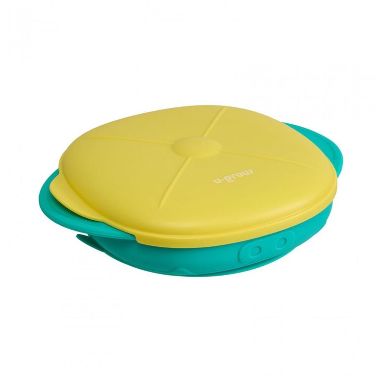 Farfurie silicon cu capac , galbena, u-grow,  Articole hranire bebelusi | electropc.ro