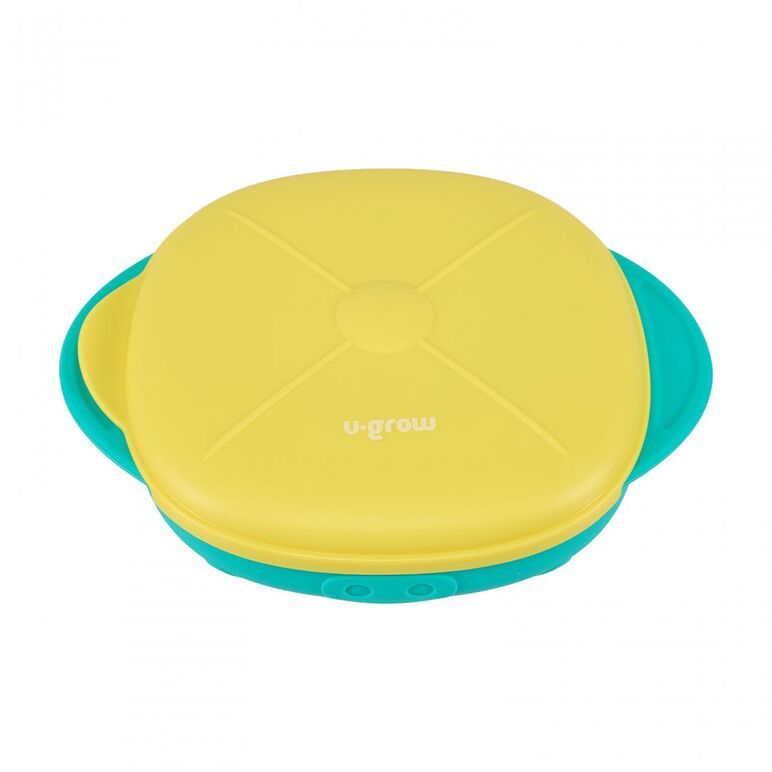 Farfurie silicon cu capac , galbena, u-grow,  Articole hranire bebelusi | electropc.ro