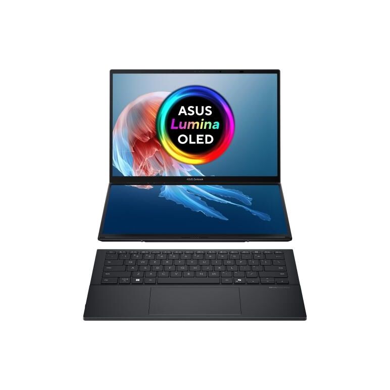 Laptop asus zenbook duo, ux8406ca-pz166x, 14.0-inch, 3k (2880 x1800)oled 16:10 aspect ratio, intel® core™ ultra 9 processor 285h (24mcache,up to 5.40 ghz), 32gb lpddr5x on board, 1tb m.2 nvme™ pcie® 4.0ssd,120hz refresh rate, 400nits, glossy display, 1080,  Laptopuri | electropc.ro