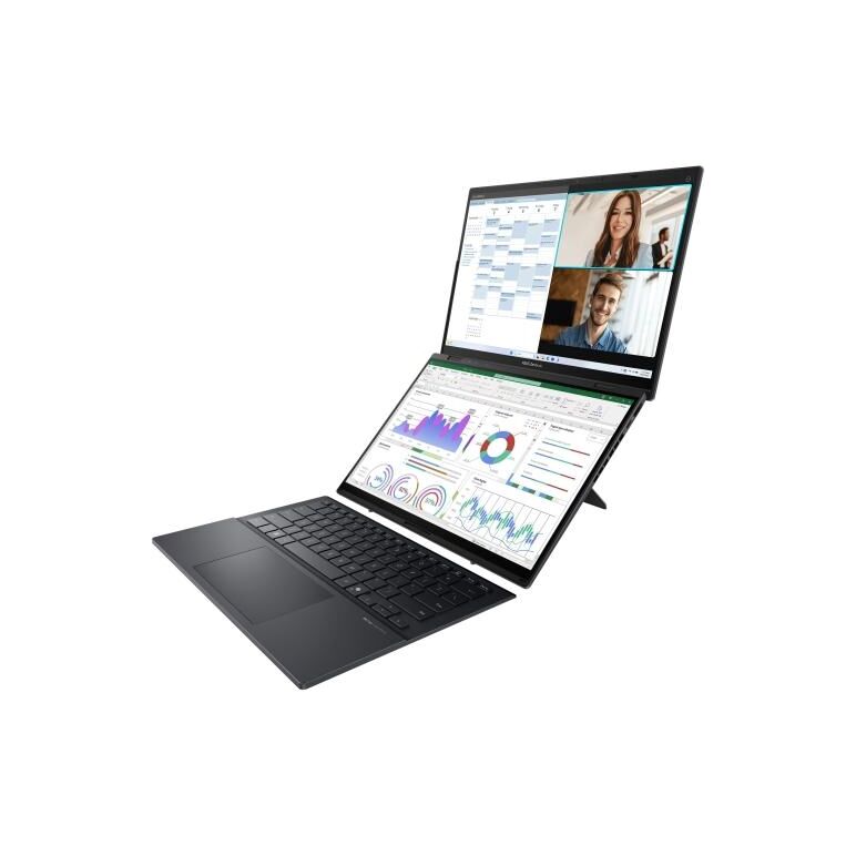 Laptop asus zenbook duo, ux8406ca-pz166x, 14.0-inch, 3k (2880 x1800)oled 16:10 aspect ratio, intel® core™ ultra 9 processor 285h (24mcache,up to 5.40 ghz), 32gb lpddr5x on board, 1tb m.2 nvme™ pcie® 4.0ssd,120hz refresh rate, 400nits, glossy display, 1080,  Laptopuri | electropc.ro