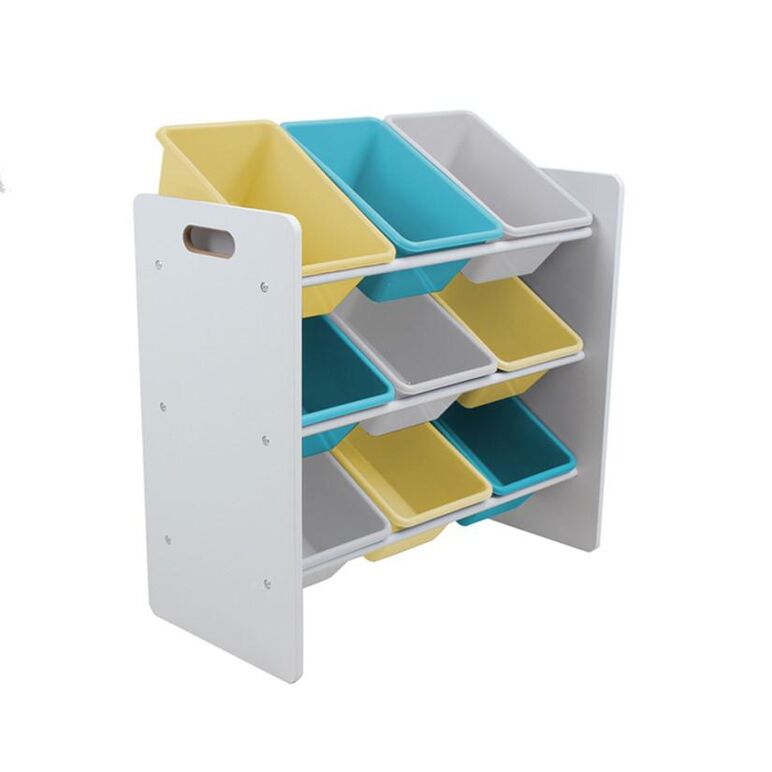 Raft depozitare jucarii cu 9 cosuri blue/galben, u-grow,  Mobilier camera copii | electropc.ro