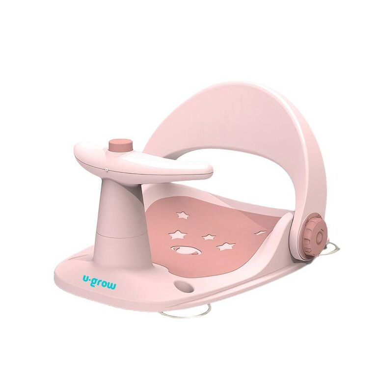 Scaun baie bebe cu ghidon , spatar reglabil, roz pal, u-grow,  Cadite bebe si accesorii baie | electropc.ro