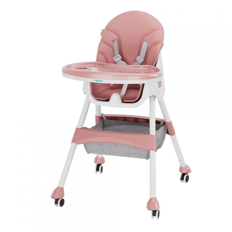 Scaun de masa 2 in 1, pliabil, roz, u-grow,  Scaune de masa bebe | electropc.ro