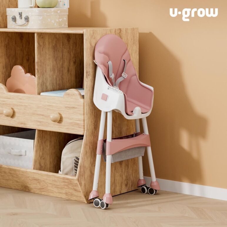 Scaun de masa 2 in 1, pliabil, roz, u-grow,  Scaune de masa bebe | electropc.ro