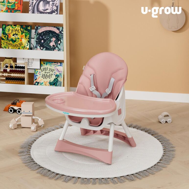 Scaun de masa 2 in 1, pliabil, roz, u-grow,  Scaune de masa bebe | electropc.ro