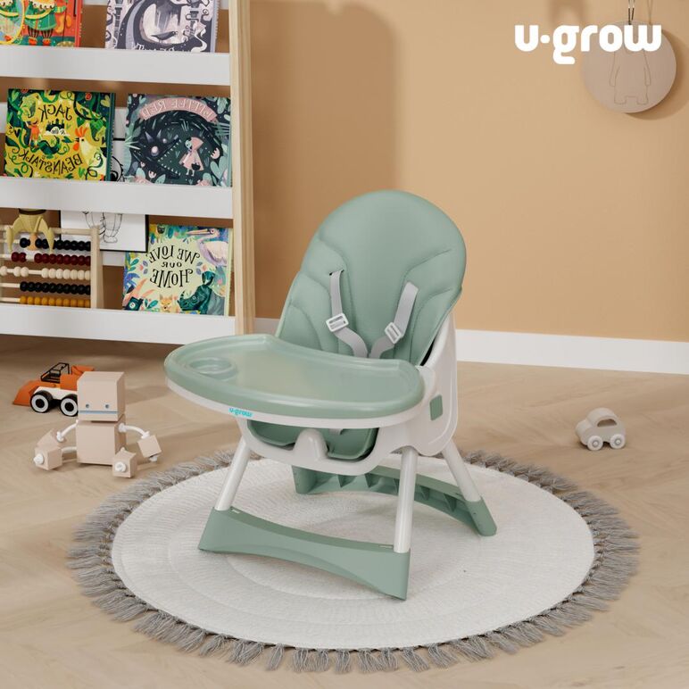 Scaun de masa 2 in 1, pliabil, verde, u-grow,  Scaune de masa bebe | electropc.ro