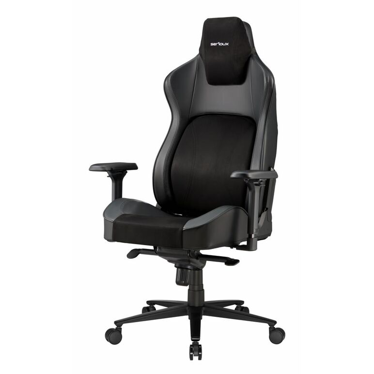 Scaun gaming serioux prime, capacitate greutate: 150 kg, material suprafață: piele, material textil, tip cotieră: cotieră 4d, tip mecanism: mecanism tip broască, tip pârghie pneumatică: 100 mm, ridicare pe gaz clasa 4, tip bază: 350 mm, bază din aluminiu,,  Scaune gaming | electropc.ro