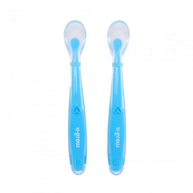 Set 2 lingurite silicon , light blue, u-grow,  Articole hranire bebelusi | electropc.ro