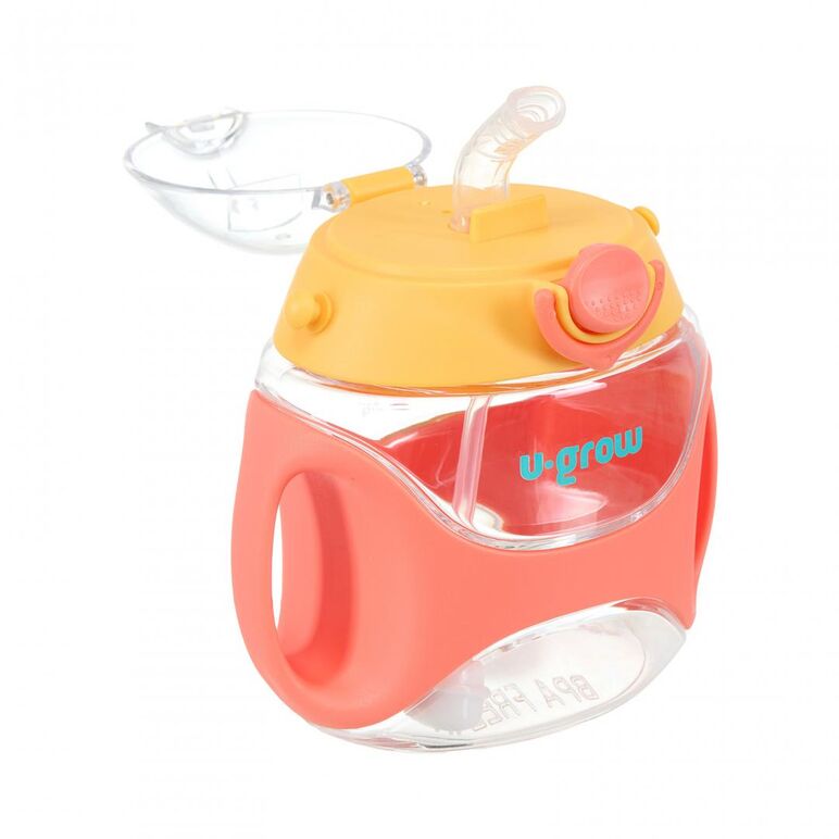 Sticla tritan cu pai si curea , 330 ml , orange, u-grow,  Cani & Pahare & Accesorii Bebe | electropc.ro