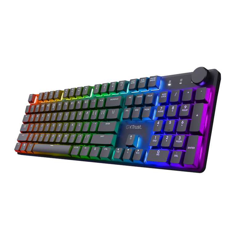 Tastatura gaming mecanica trust gxt 868 torix premium wireless, 104 taste, 12 taste multimedia programabile, negru,  Tastaturi | electropc.ro