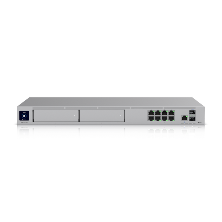 Ubiquiti unifi dream machine pro max, 2.0 ghz quad-core processor, dual wan ports, one 10g sfp+ port, 2.5g rj45+ port, 2x 3.5" hdd bay for nvr storage, 8 gigabit rj45 ports advanced security gateway with built-in switch, rackmountable.,  Access point & Range Ext. | electropc.ro