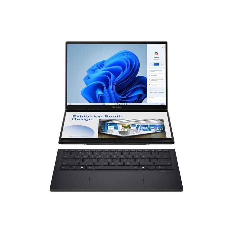 Laptop asus zenbook duo, ux8406ca-ql118x, 14.0-inch, fhd (1920 x 1200)oled 16:10 aspect ratio, intel® core™ ultra 7 processor 255h (24m cache,up to 5.10 ghz), 32gb lpddr5x on board, 1tb m.2 nvme™ pcie® 4.0 ssd,120hz refresh rate, 400nits, glossy display, ,  Laptopuri | electropc.ro