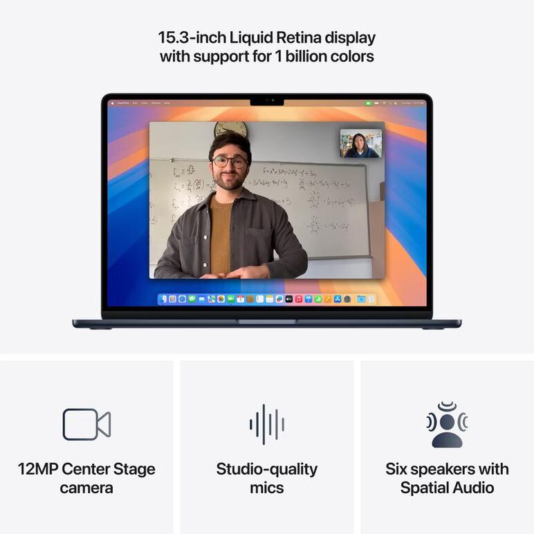 Macbook air 15.3" retina/apple m4 (cpu 10- core, gpu 10- core, neural engine 16- core)/32gb/1tb - midnight - int kb (2025),  Laptopuri | electropc.ro