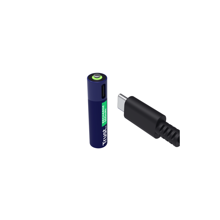Baterii reincarcabile aaa trust, incarcate prin usb-c, putere intrare 1.2w, pachet de 2 bucati.,  Incarcatoare baterii | electropc.ro