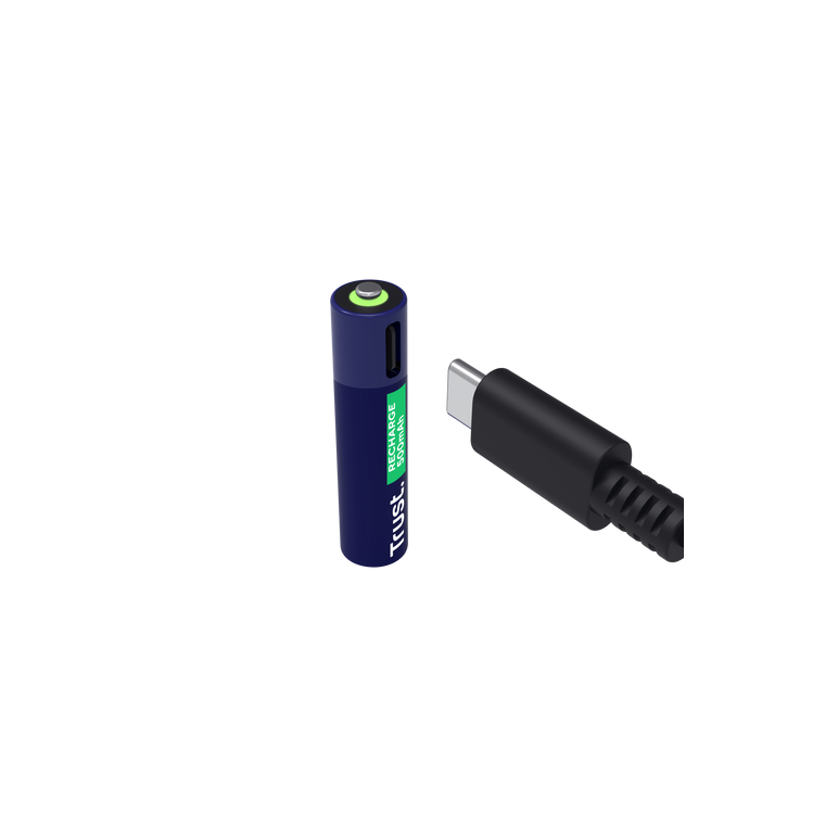 Baterii reincarcabile aaa trust, incarcate prin usb-c, putere intrare 1.2w, pachet de 4 bucati.,  Incarcatoare baterii | electropc.ro