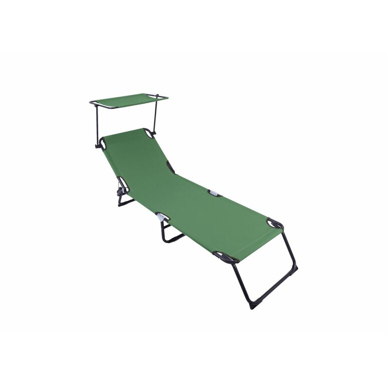 Heinner sezlong cu parasolar 186x55x24cm verde,  Sezlonguri | electropc.ro
