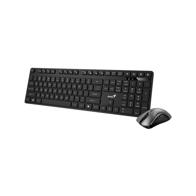 Kit wireless genius tastatura wireless 104 taste (slim) + mouse wireless 1200dpi, 3 butoane, 11 taste functii multimedia, silent, ai key, negru,  Kit mouse tastatura | electropc.ro