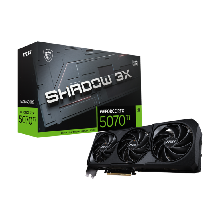 Placa video msi geforce rtx 5070 ti 16g shadow 3x oc gddr7 256 bit, pcie 5.0, 3x dp 1x hdmi,  Placi video | electropc.ro