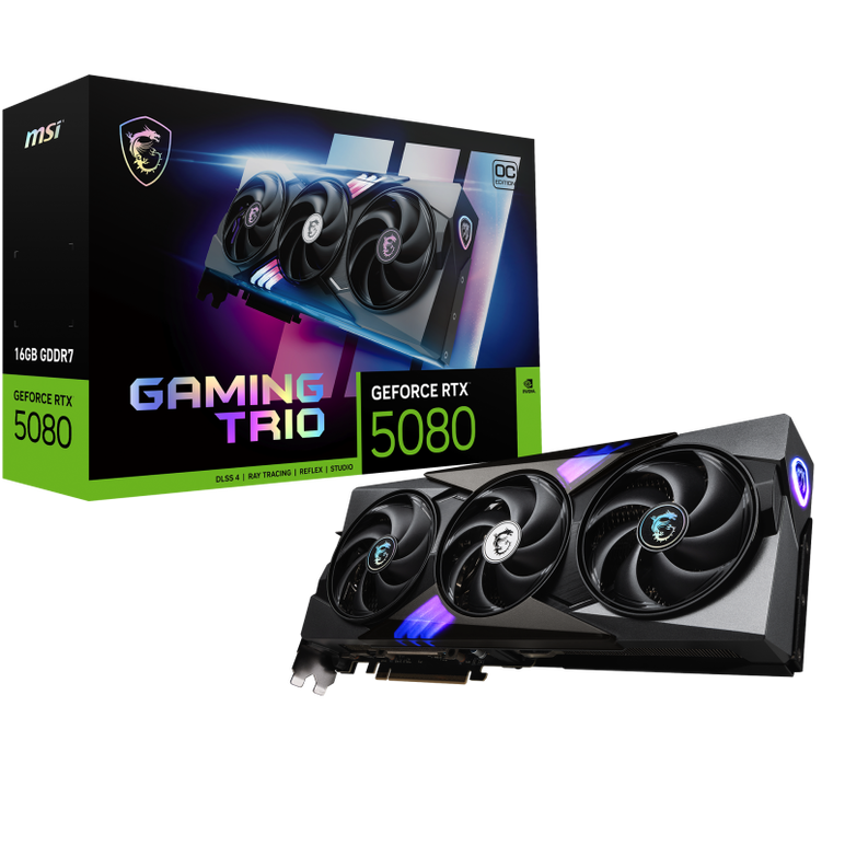 Placa video msi geforce rtx 5080 16g gaming trio oc gddr7 256bit, 3x dp 1x hdmi,  Placi video | electropc.ro