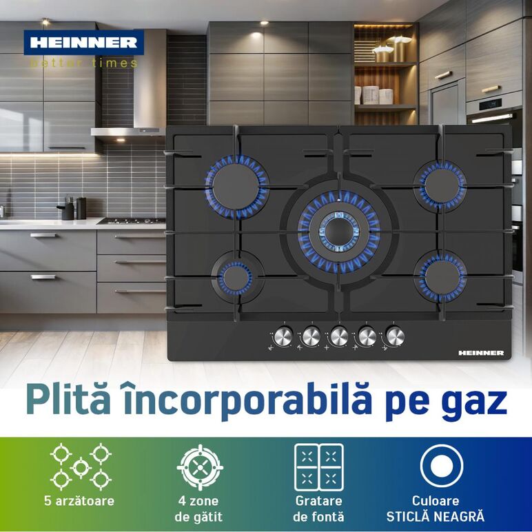 Plita incorporabila heinner hbh-m705iwfgbk,  Incorporabile | electropc.ro