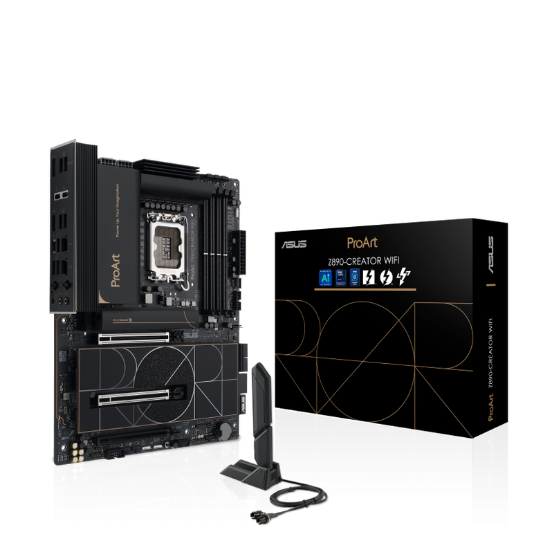Placa de baza asus proart z890-creator wifi lga1851, 4x ddr5, 1x hdmi 3x intel thunderbolt, 2x pcie 5.0 x16 1x pcie 4.0 x16, 5x m.2, 4x sata 6gb/s, atx,  Placi de baza | electropc.ro