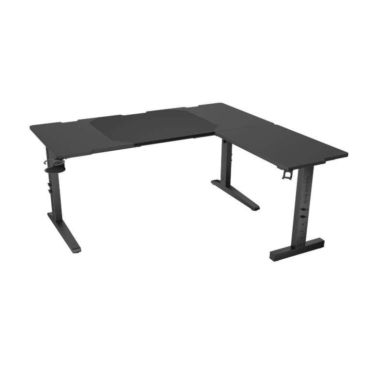 Birou gaming genesis holm modular 160, material metal mdf, reglabil pe inaltime 70 - 90 cm, iluminare rgb, management cabluri, negru,  Birouri gaming | electropc.ro