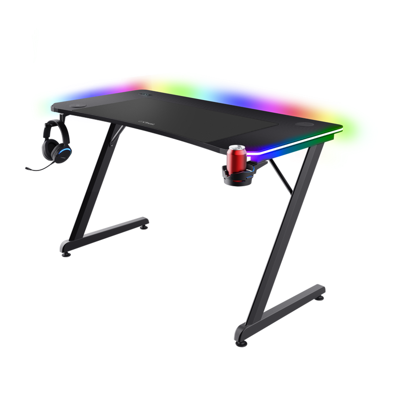 Masa gaming trust gxt 710 luminus pro, iluminare rgb, greutate maxima suportata 150 kg, negru,  Birouri gaming | electropc.ro