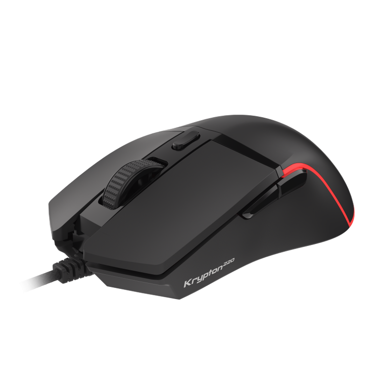 Mouse gaming cu fir gensesis krypton 220, senzor optic, interfata usb, rezolutie maxima 6400 dpi, numar butoane 6, iluminare rgb, maximum frame rate 6 666 fps, negru,  Mouse | electropc.ro