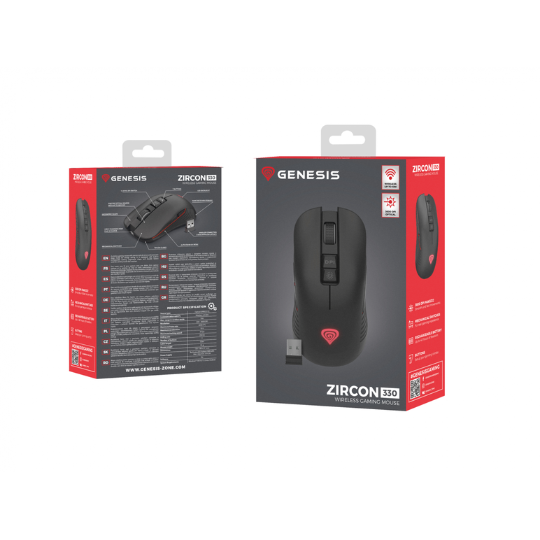 Mouse gaming wireless gensesis zircon 330, interfata usb, 3600 dpi, 7 butoane, iluminare rgb, negru,  Mouse | electropc.ro